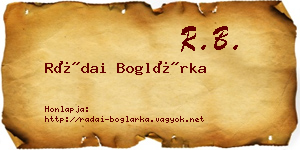 Rádai Boglárka névjegykártya